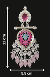 Tessara Silver-Plated Hand-Painted Meenakari Dangler Earrings with Pink Beads