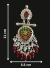 Tessara Silver-Plated Hand-Painted Meenakari Dangler Earrings with Red Beads