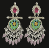 Tessara Silver-Plated Multicolor Meenakari Earrings with Onion Pink Beaded Tassels