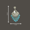 Tessara Silver-Plated Kundan Teardrop Earrings with Sky Blue Beaded Fringe