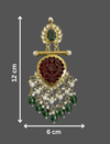 Tessara Gold-Plated Carved Stone & Pearl Drop Earrings in Maroon & Green