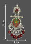 Tessara Silver-Plated Multicolor Meenakari Earrings with Ruby Red Beaded Tassels