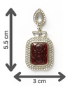 Tessara Gold-Plated Kundan Drop Earrings with Carved Maroon Stone