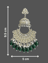 Tessara Silver-Plated Kundan Chandbali Earrings with Bottle Green Beads