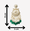 Tessara Gold-Plated Kundan & Pearl Chandbali Earrings with Bottle Green Beads