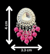 Tessara Silver-Plated Kundan Drop Earrings with Rani Pink Beaded Fringe