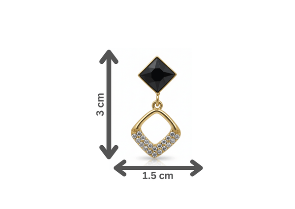 Tessara Gold-Plated Black Stone & Zirconia Drop Earrings