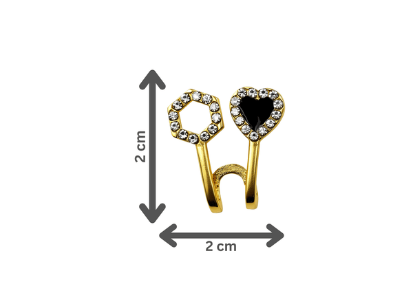 Tessara Gold-Plated Zirconia Heart & Hexagonal Earrings