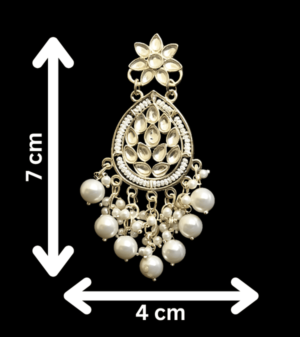 Tessara Silver-Plated Contemporary Pearl Drop Earrings in White