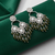 Tessara Silver-Plated Kundan Chandelier Earrings with Mehendi Green Beaded Tassels