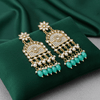 Tessara Gold-Plated Kundan Chandelier Earrings with Turquoise Beads