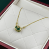 Tessara Gold-Plated Emerald-Toned & Floral Pendant