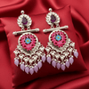 Tessara Silver-Plated Multicolor Meenakari Earrings with Lavender Beaded Tassels