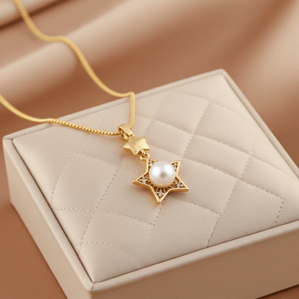 Tessara Gold-Plated Pearl & Zirconia Star Pendant