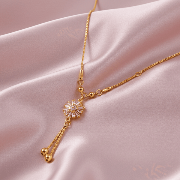 Tessara Gold-Plated Zirconia Floral Dangler Pendant