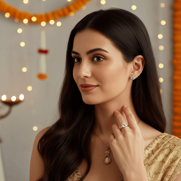 Tessara Lilac Stone-Studded Pendant Set, Gold-Toned