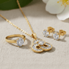 Tessara Gold-Plated Zirconia Floral & Solitaire Pendant Set