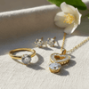 Tessara Gold-Plated Zirconia Heart & Solitaire Pendant Set
