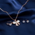 Tessara Rose Gold-Plated Translucent Stone Bow & Zirconia Pendant Set