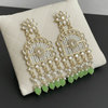 Tessara Gold-Plated Kundan Chandelier Earrings with Pista Green Beads