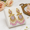 Tessara Gold-Plated Carved Stone & Pearl Drop Earrings in Lavender