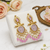 Tessara Gold-Plated Carved Stone & Pearl Drop Earrings in Lavender