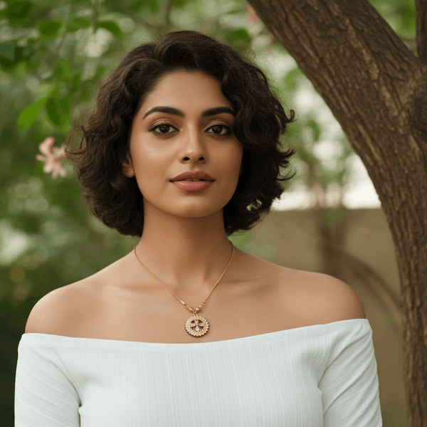 Tessara Gold-Plated Zirconia Floral & Multicolor Pendant