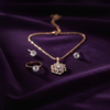 Tessara Rose Gold-Plated Zirconia Floral & Solitaire Set