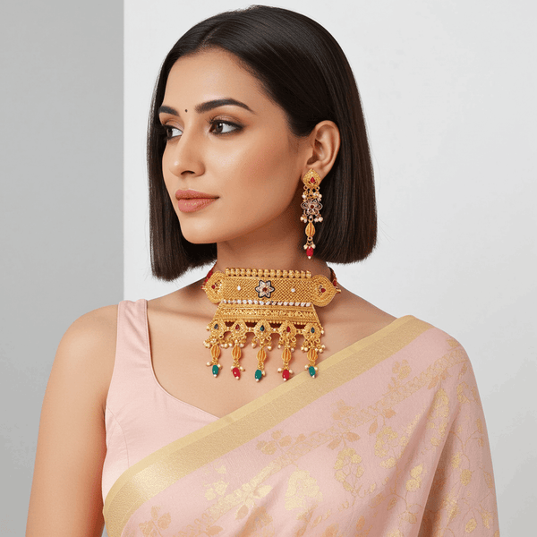 Tessara Alloy Gold-plated Multicolor Jewel Set