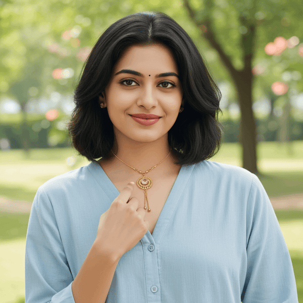 Tessara Gold-Plated Pink Stone & Zirconia Dangler Pendant