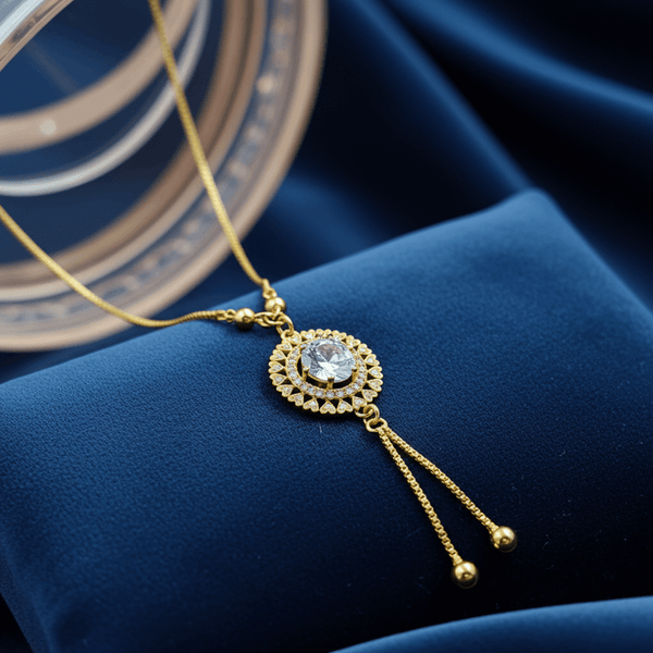 Tessara Gold-Plated Zirconia Floral & Multicolor Dangler Pendant