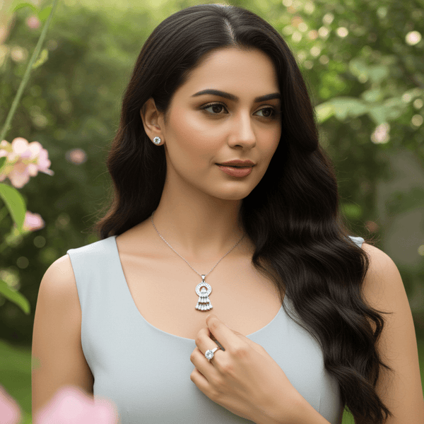 Tessara Silver Zirconia Cascade & Solitaire Pendant Set