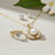 Tessara Gold-Plated Pearl & Zirconia Floral Pendant Set