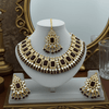 Tessara Gold-Plated Maroon & White Stone-Studded Jewellery Set