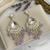 Tessara Silver-Plated Kundan Teardrop Earrings with Lavender Beaded Fringe