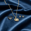 Tessara Gold-Plated Translucent Stone Floral & Solitaire Set