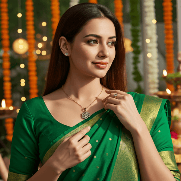 Tessara Gold-Plated Zirconia Floral & Solitaire Pendant Set