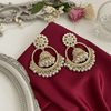 Tessara Gold Kundan & Pearl Bali Jhumki Earrings