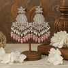 Tessara Silver Kundan Chandeliers with Onion Pink Beads