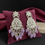 Tessara Silver Kundan Teardrop Danglers with Lavender Beads