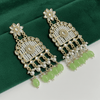 Tessara Gold-Plated Kundan Chandelier Earrings with Pista Green Beads