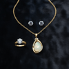 Tessara Gold-Plated Translucent Stone Teardrop Pendant Set