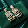 Tessara Gold-Plated Kundan Chandelier Earrings with Black Beads