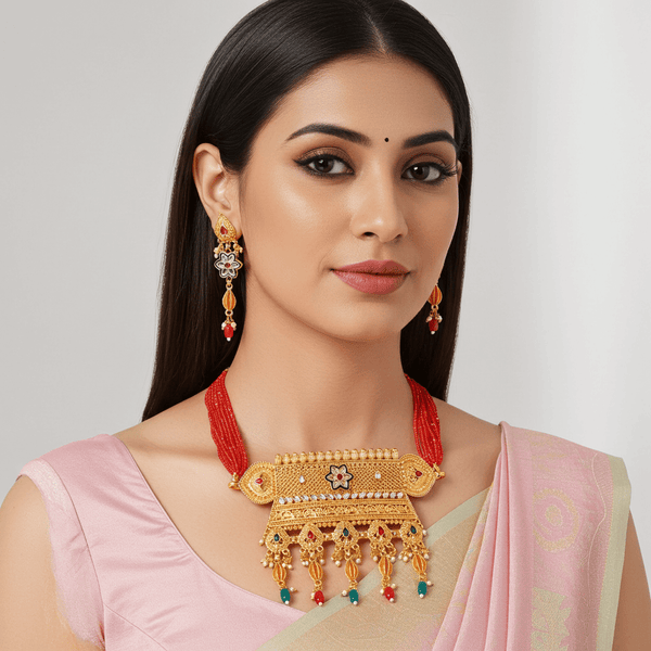 Tessara Alloy Gold-plated Multicolor Jewel Set