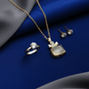 Tessara Gold-Plated Translucent Stone Bow Pendant Set