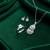 Tessara Sterling Silver Zirconia Floral & Solitaire Pendant Set