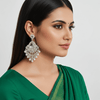 Tessara Silver-Plated Kundan & Pearl Chandelier Earrings in White