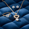 Tessara Gold-Plated Zirconia Heart & Solitaire Pendant Set
