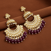 Tessara Gold Kundan Pearl Chandbali with Wine Beads