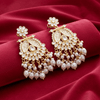 Tessara Gold-Plated Kundan & Pearl Drop Earrings in White